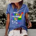 You Bet Giraffe Im A Proud Mom Pride Lgbt Happy Mothers Day Women's Short Sleeve Loose T-shirt Blue