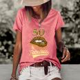 50 And Fabulous Queen Happy Birthday 50Th Leopard Sexy Lips Women's Short Sleeve Loose T-shirt Watermelon