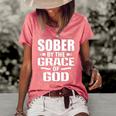 Christian Jesus Religious Saying Sober By The Grace Of God Women's Short Sleeve Loose T-shirt Watermelon