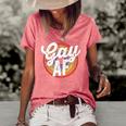 Gay Af Lgbt Pride Rainbow Flag March Rally Protest Equality Women's Short Sleeve Loose T-shirt Watermelon