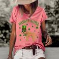 Irish Girl Leprechaun Poodle Dog St Patricks Day Kids Women's Short Sleeve Loose T-shirt Watermelon