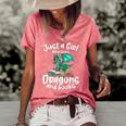 Just A Girl Who Loves Dragons And Books Reading Dragon Women's Short Sleeve Loose T-shirt Watermelon