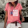 Peace Love Freedom America Usa Flag Sunflower Women's Short Sleeve Loose T-shirt Watermelon