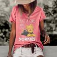 Womens Just A Girl Who Loves Yorkies Funny Yorkshire Terrier Gift Women's Short Sleeve Loose T-shirt Watermelon