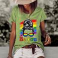 Be You Pride Lgbtq Gay Lgbt Ally Rainbow Flag Woman Face Women's Short Sleeve Loose T-shirt Green