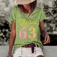 Blessed Birthday By God For 63 Years Old Happy To Me You Mom Women's Short Sleeve Loose T-shirt Green