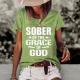Christian Jesus Religious Saying Sober By The Grace Of God Women's Short Sleeve Loose T-shirt Green