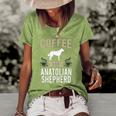 Coffee And Anatolian Shepherd Dog Lover Women's Short Sleeve Loose T-shirt Green