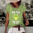 Cute Frog Fully Rely On God Christian Frog Women's Short Sleeve Loose T-shirt Green Cute Frog Fully Rely On God Christian Frog Women's Short Sleeve Loose T-shirt Green