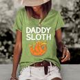 Daddy Sloth Lazy Cute Sloth Father Dad Women's Short Sleeve Loose T-shirt Green