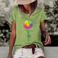 Faith Cross Flower Rainbow Christian Gift Women's Short Sleeve Loose T-shirt Green