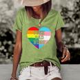 Free Dad Hugs Lgbt Pride Supporter Rainbow Heart For Father Women's Short Sleeve Loose T-shirt Green