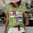 Free Mom Hugs Rainbow Lgbtq Lgbt Pride Month Women's Short Sleeve Loose T-shirt Green