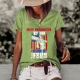 Fully Vaccinated By The Blood Of Jesus Christian USA Flag V2 Women's Short Sleeve Loose T-shirt Green