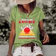 Funny Lucky Bowling Lover Graphic For Women And Men Bowler Women's Short Sleeve Loose T-shirt Green