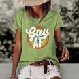 Gay Af Lgbt Pride Rainbow Flag March Rally Protest Equality Women's Short Sleeve Loose T-shirt Green