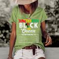 Junenth Womens Black Queen Nutritional Facts Freedom Day Women's Short Sleeve Loose T-shirt Green