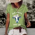 Moody Cow Lovers Farm Clothes Cowgirl Women's Short Sleeve Loose T-shirt Green