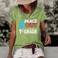Peace Out 1St Grade Last Day Of School Teacher Girl Boy Women's Short Sleeve Loose T-shirt Green
