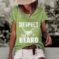 Respect The Beard Bearded Dragon Dad Mom Women's Short Sleeve Loose T-shirt Green