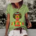 Womens Juneteenth Women Natural Afro Queen Women's Short Sleeve Loose T-shirt Green