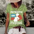 Womens Patriotic And Pregnant Baby Reveal 4Th Of July Pregnancy Women's Short Sleeve Loose T-shirt Green