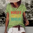 Worlds Okayest Bowler Funny Bowling Lover Vintage Retro Women's Short Sleeve Loose T-shirt Green