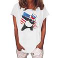 Dabbing Uncle Sam Panda 4Th Of July Women's Loosen T-Shirt White