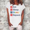 Eat Sleep Game Repeat Women's Loosen Crew Neck Short Sleeve T-Shirt White