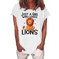 Just A Girl Who Loves Lions Cute Lion Animal Costume Lover Women's Loosen T-Shirt White