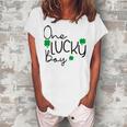 One Lucky Boy Funny St Patrick Day Women's Loosen Crew Neck Short Sleeve T-Shirt White