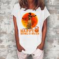 Rhodesian Ridgeback Dog Halloween Happy Howl-O-Ween Women's Loosen T-Shirt White