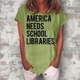 America Needs School Libraries Women's Loosen Crew Neck Short Sleeve T-Shirt Grey