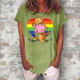 Cute Orange Tabby Cat Skateboarder Rainbow Heart Skater Women's Loosen T-Shirt Grey