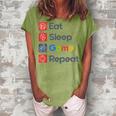 Eat Sleep Game Repeat Women's Loosen Crew Neck Short Sleeve T-Shirt Grey