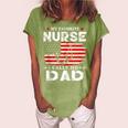Mens My Favorite Nurse Calls Me Dad American Flag 4Th Of July Women's Loosen T-shirt Grey