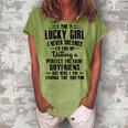 I Am A Lucky Girl I Never Dreamed Im End Up Dating A Perfect Freakin V2 Women's Loosen Crew Neck Short Sleeve T-Shirt Grey