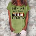 Just A Girl Who Loves Peckers 861 Shirt Women's Loosen Crew Neck Short Sleeve T-Shirt Grey