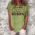 Just A Girl Who Loves Peckers 863 Shirt Women's Loosen Crew Neck Short Sleeve T-Shirt Grey