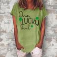 One Lucky Girl Funny St Patrick Day Women's Loosen Crew Neck Short Sleeve T-Shirt Grey