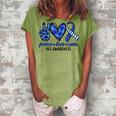Peace Love Cure Blue & White Ribbon Als Awareness Month V2 Women's Loosen T-shirt Grey