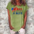 Red Wine & Blue Us Flag 4Th Of July Women's Loosen T-Shirt Grey