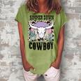 Simmer Down Cowboy Western Style Gift Women's Loosen Crew Neck Short Sleeve T-Shirt Grey