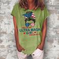 Yes Im An Ultra Maga Girl Proud Of It Usa Flag Messy Bun Women's Loosen T-Shirt Grey
