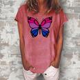 Butterfly With Colors Of The Bisexual Pride Flag Women's Loosen T-Shirt Watermelon