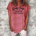 Girls Trip Cheaper Than Therapy Women's Loosen Crew Neck Short Sleeve T-Shirt Watermelon