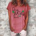 One Lucky Girl Funny St Patrick Day Women's Loosen Crew Neck Short Sleeve T-Shirt Watermelon