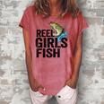 Reel Girl Fish Women's Loosen Crew Neck Short Sleeve T-Shirt Watermelon