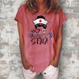 Stna All American Nurse Messy Buns Hair 4Th Of July Day Usa Women's Loosen T-shirt Watermelon