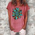 Turquoise Rodeo Decor Graphic Sunflower Women's Loosen T-Shirt Watermelon